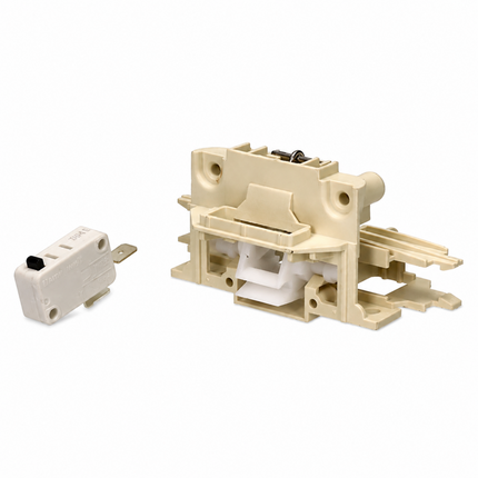 A beige plastic door lock assembly with a small white and beige key code switch, shown on a plain white background.