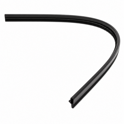 A curved black rubber weatherstrip seal, likely for a refrigerator door, shown on a plain white background.