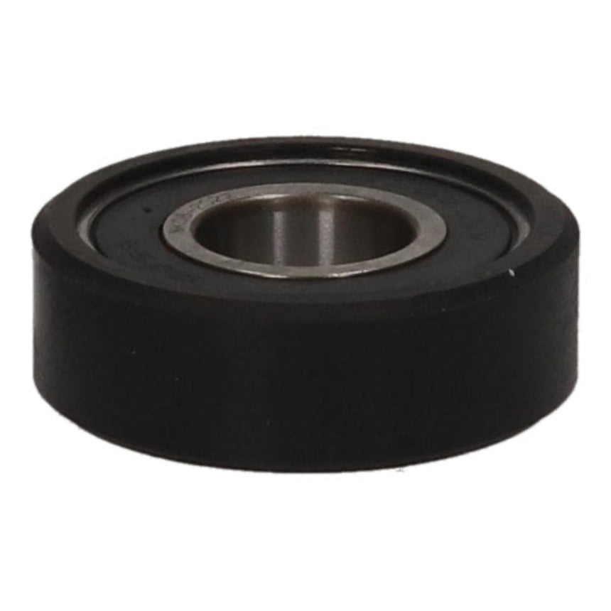 Black belt tensioner pulley on a white background
