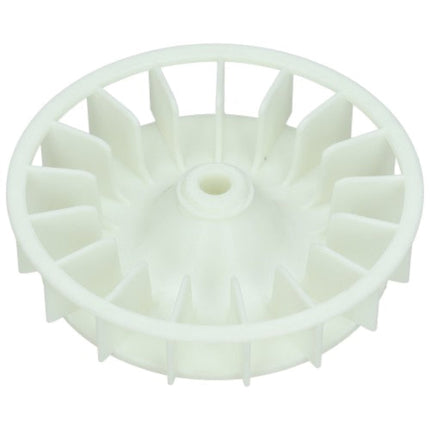 White plastic impeller wheel part for a refrigerator or air conditioner compressor, shown on a solid white background.