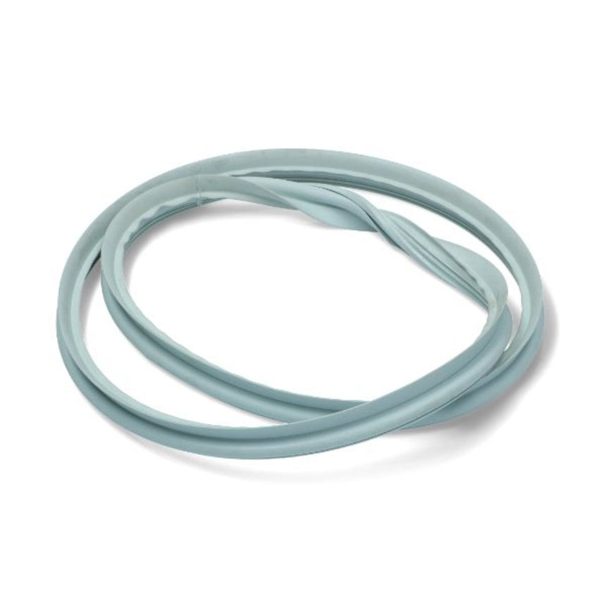 Light blue rubber band on a white background