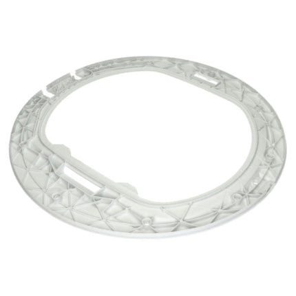 A circular white plastic replacement part with a textured, geometric triangular pattern and cutouts, shown on a solid white background.