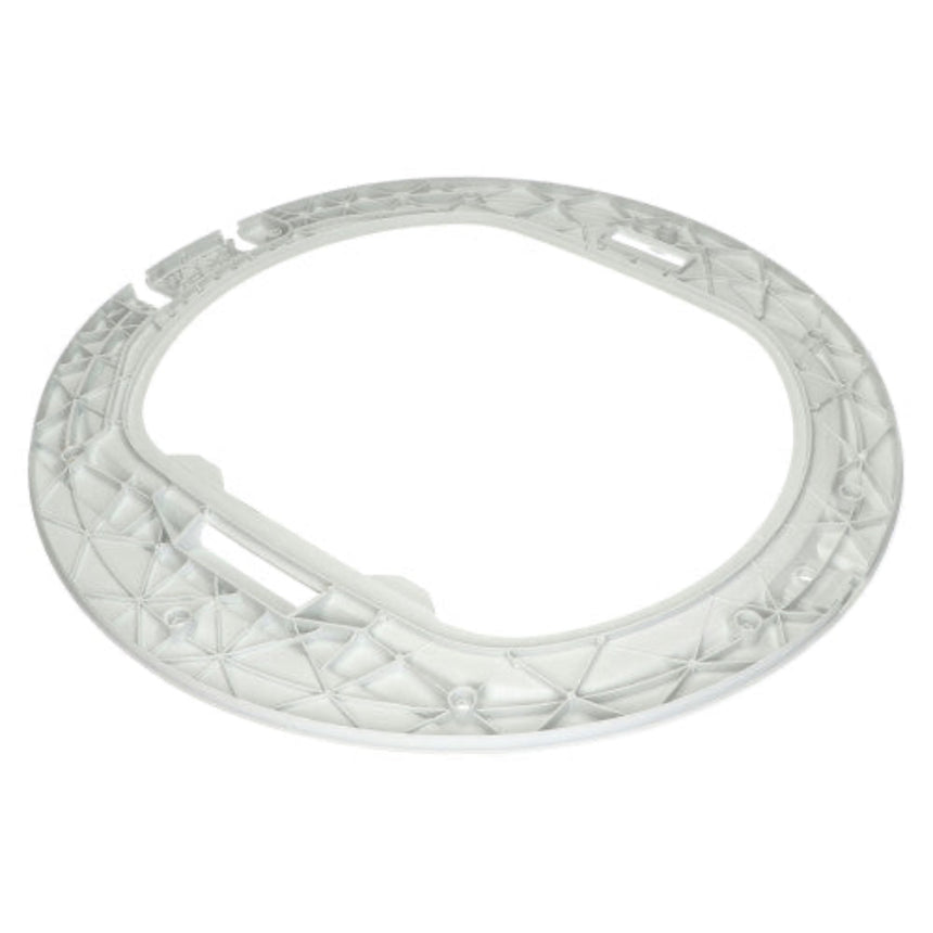 A circular white plastic replacement part with a textured, geometric triangular pattern and cutouts, shown on a solid white background.