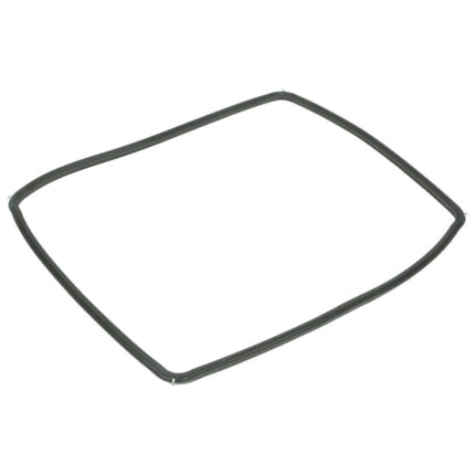 A dark gray rubber door seal gasket shown on a plain white background.