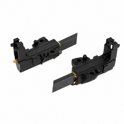 Two black mechanical components on a white background