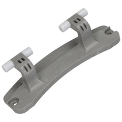 Gray plastic bracket with white screws on a white background