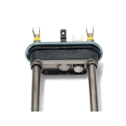Electrical component with metal legs and connectors on a white background