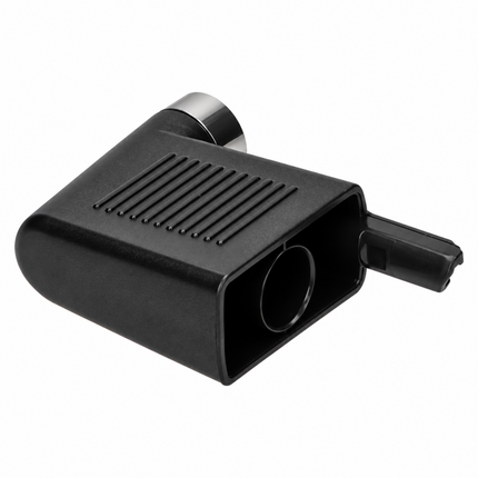A black plastic car air freshener diffuser cover with a silver metal cap, shown on a plain white background.
