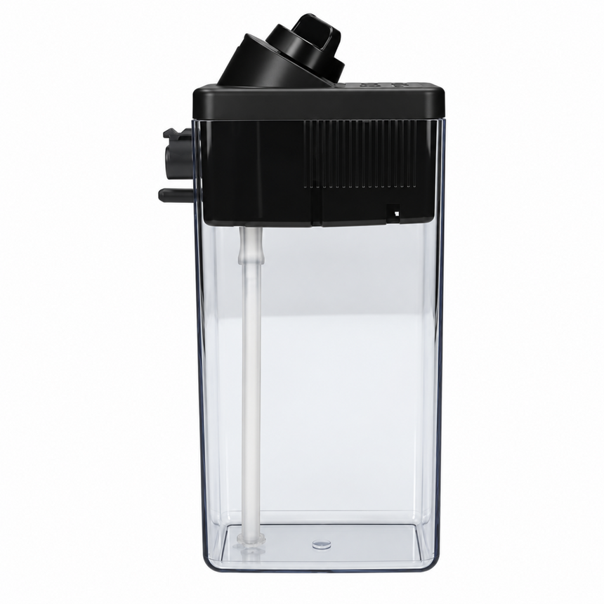 A clear rectangular water tank with a black top lid and a vertical clear tube extending to the bottom, shown on a plain white background.