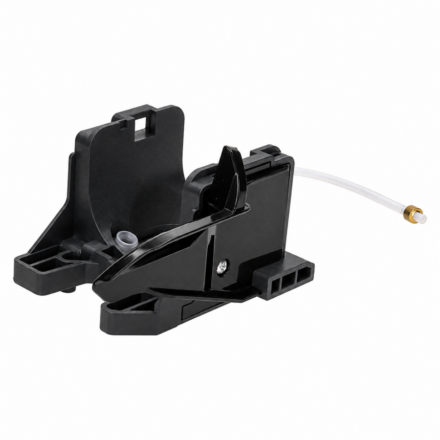 A black plastic replacement component with a small clear tube and a gold-toned connector, shown on a plain white background.