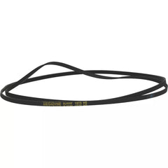 Black belt with yellow text on a white background