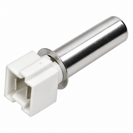 A small cylindrical metal component with a white plastic connector end, shown on a plain white background.