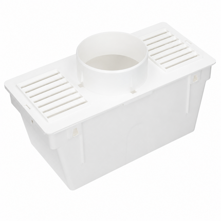 White plastic drain trap on a white background