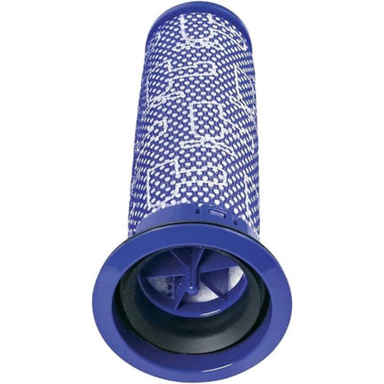 Blue and white air filter on a white background