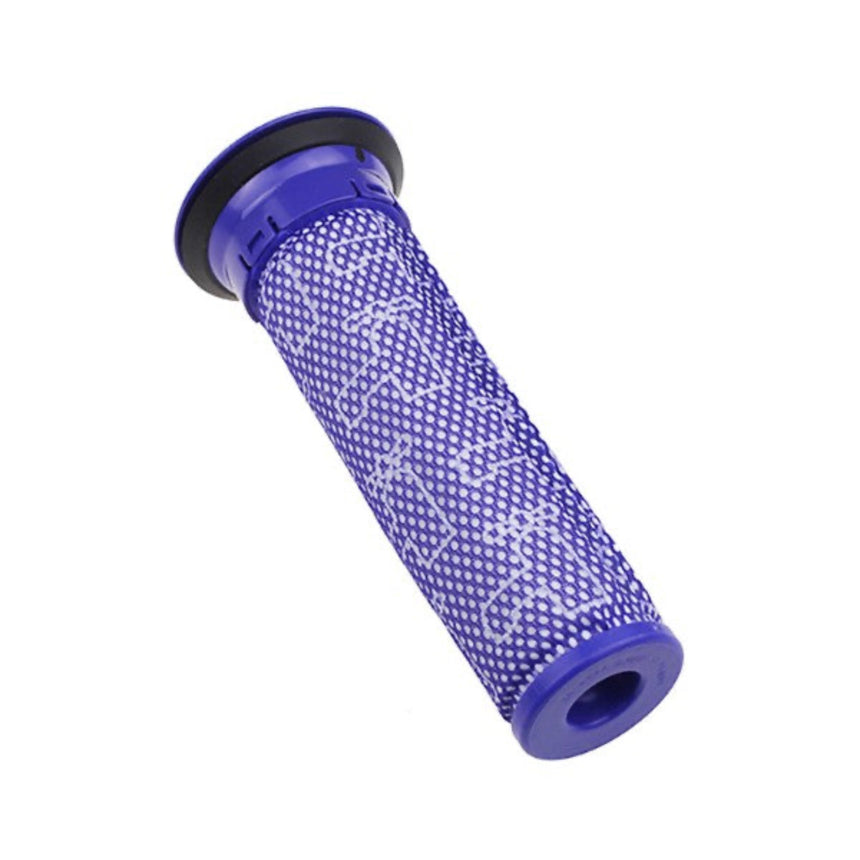 Blue cylindrical filter on a white background