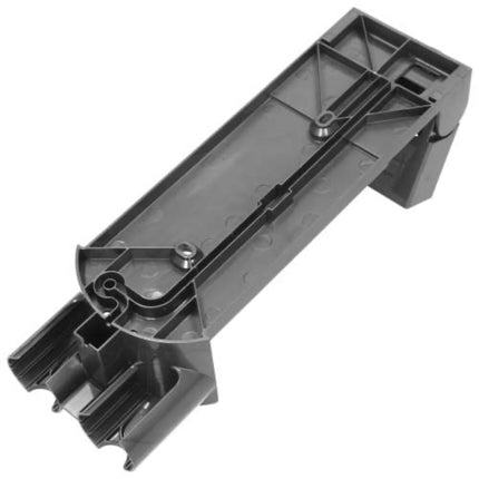 A dark gray plastic replacement part, likely a track or guide component, shown on a solid white background.