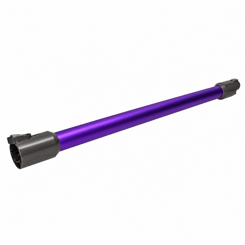 A purple anodized aluminum replacement wand handle with dark gray plastic end caps, shown diagonally on a plain white background.