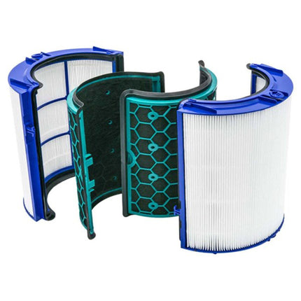 Three air filter cartridges on a white background