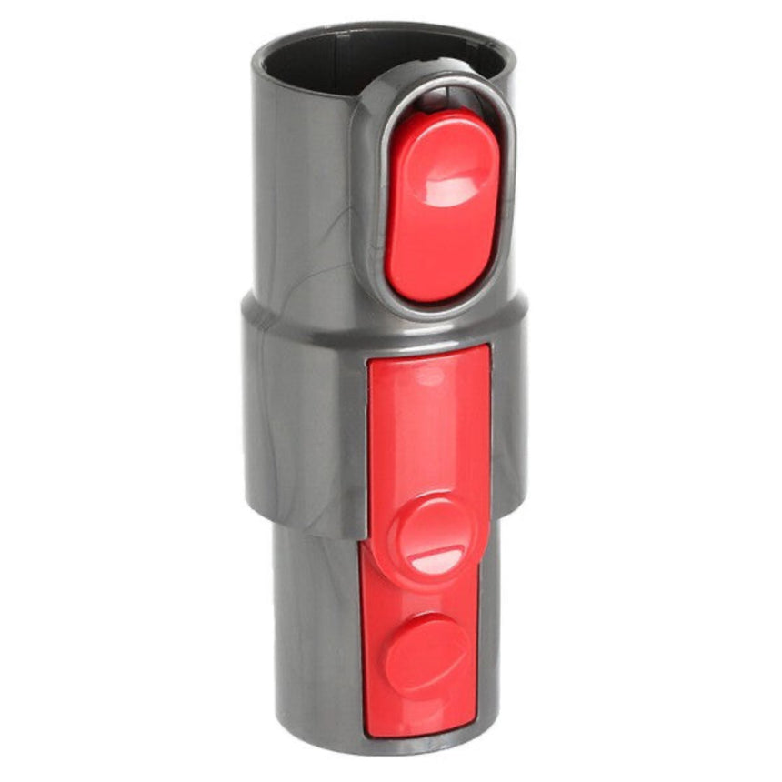 Gray and red cylindrical object on a white background
