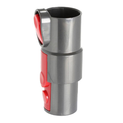 Metal and red cylindrical object on a white background