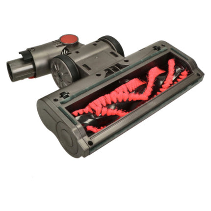 Vacuum cleaner brushroll with red bristles on a white background