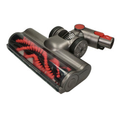 Gray and red vacuum cleaner head on a white background