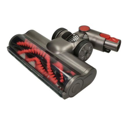 Gray and red vacuum cleaner head on a white background