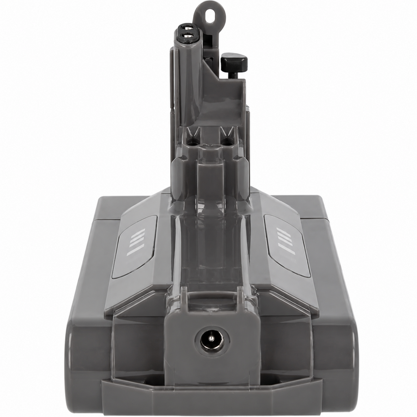 A dark gray replacement battery pack for cordless tools, shown from the back view against a solid white background.