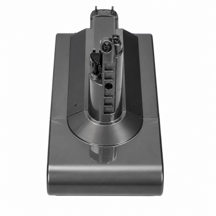 A dark gray replacement battery pack for a cordless vacuum cleaner, shown from a top-down perspective on a solid white background.