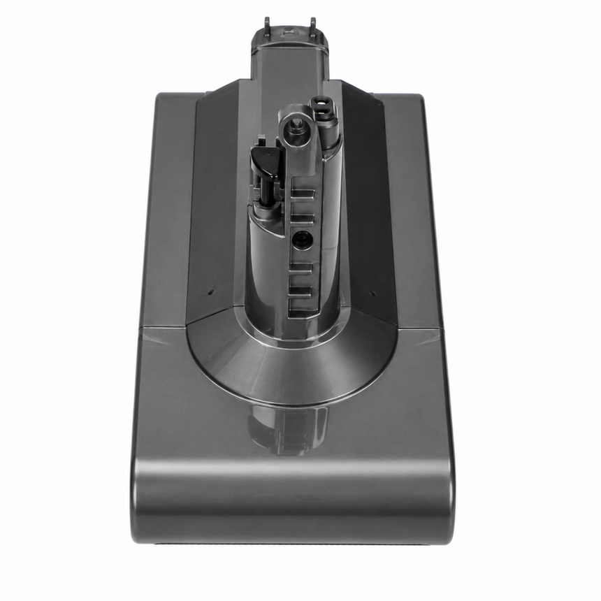 A dark gray replacement battery pack for a cordless vacuum cleaner, shown from a top-down perspective on a solid white background.