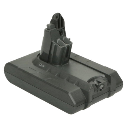 A dark gray replacement battery pack for a cordless tool, shown from a three-quarters perspective on a plain white background.