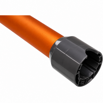 An orange cylindrical tube or wand handle with a black plastic connector end, shown on a plain white background.