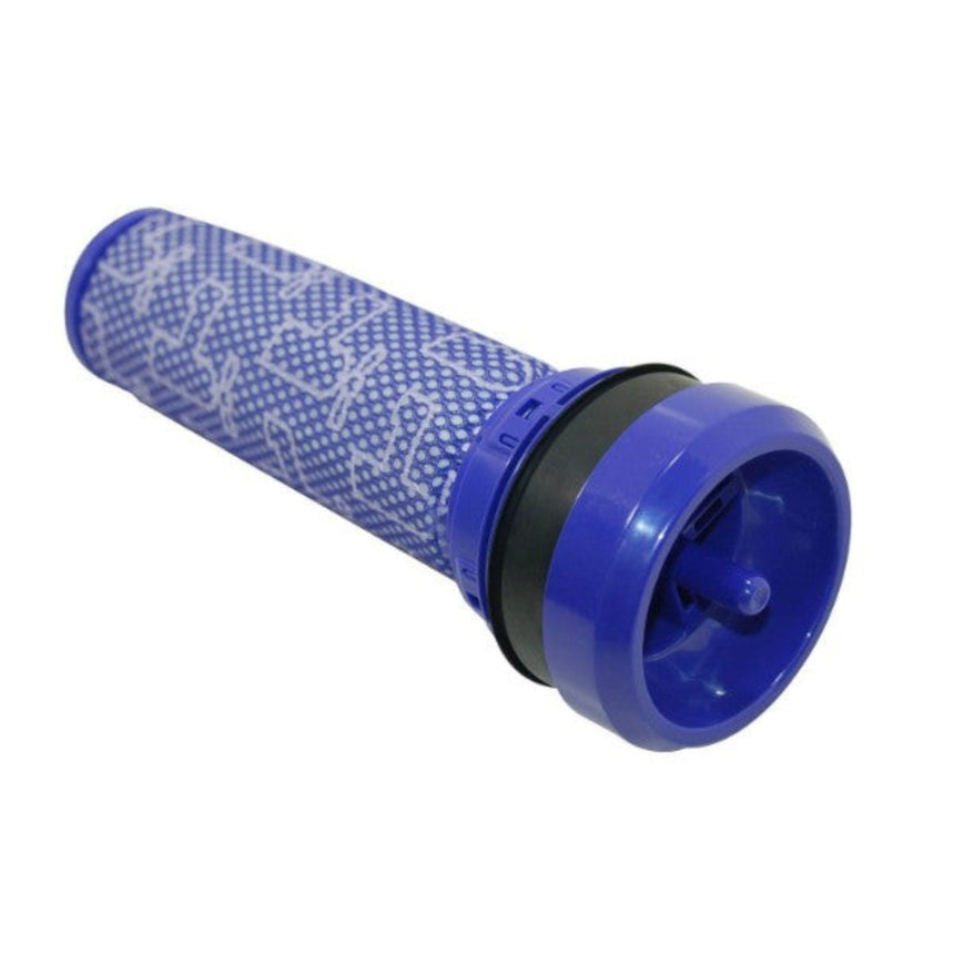 Blue and black vacuum filter on a white background