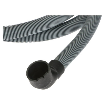 Gray flexible hose with black connector on a white background