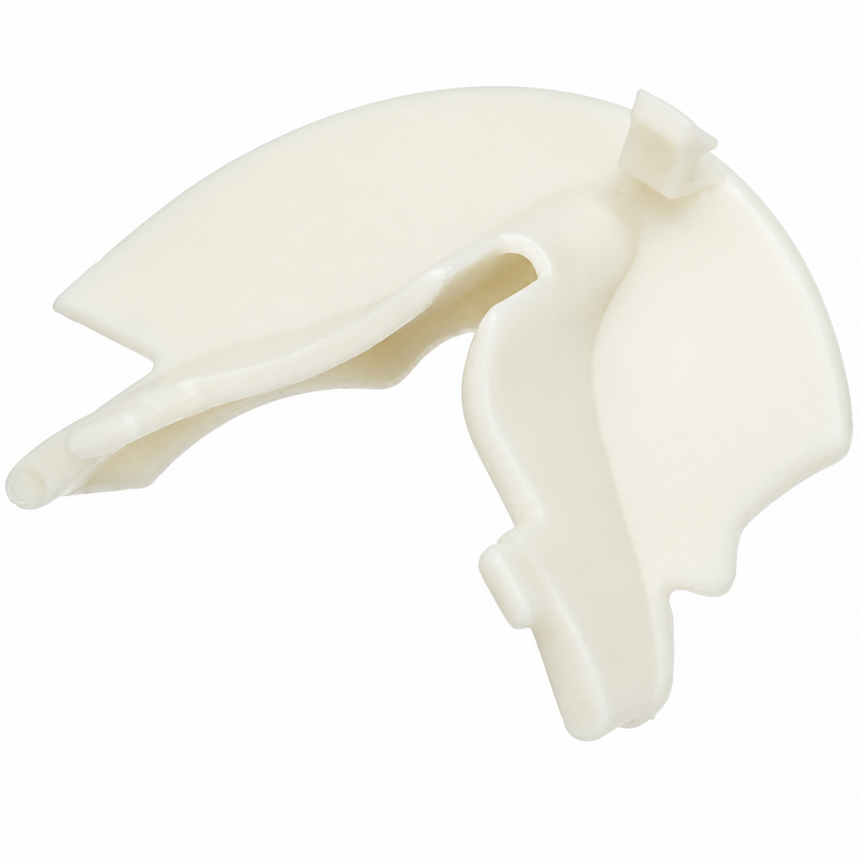 White plastic component on a white background