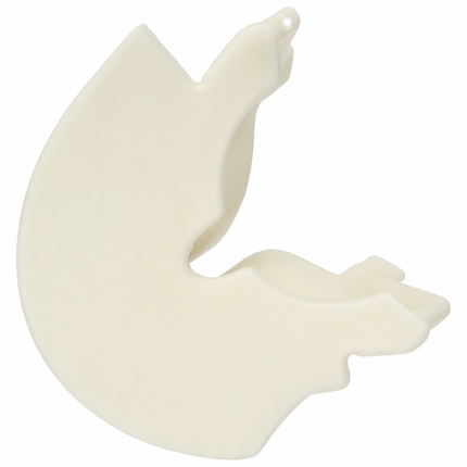 White squirrel-shaped object on a white background