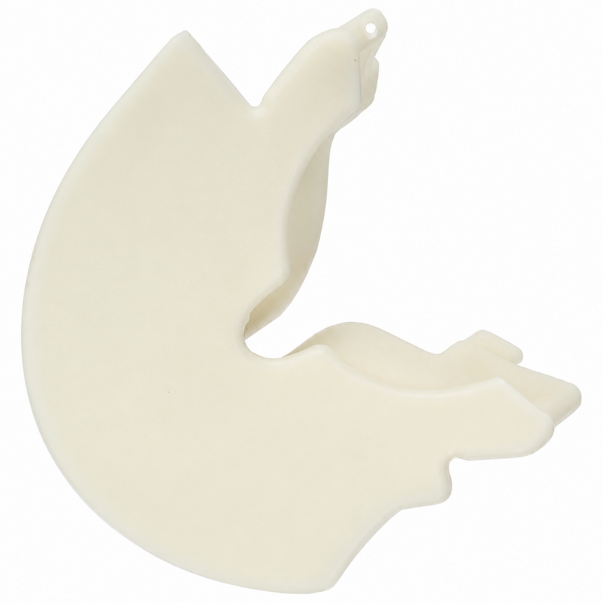 White squirrel-shaped object on a white background