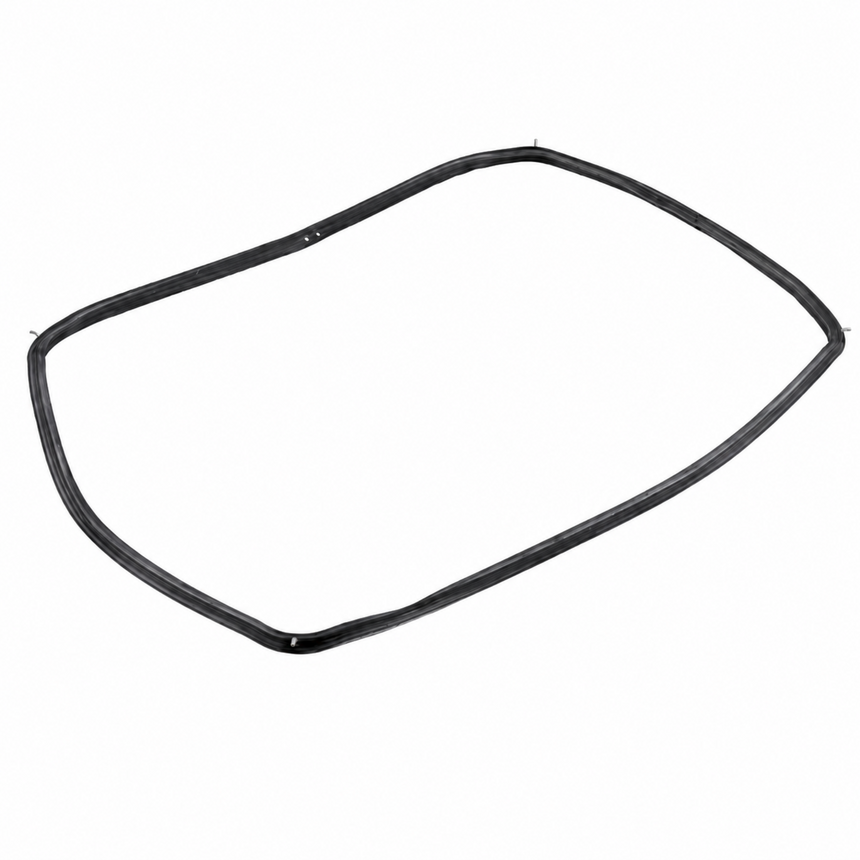 A black rubber door seal or gasket trim piece shown on a plain white background.