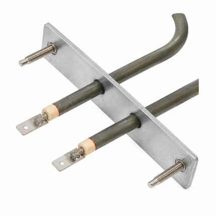 Metal heating element with three rods on a white background