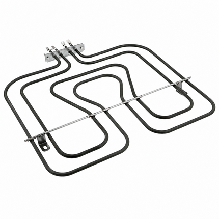 Stainless steel heating element on a white background