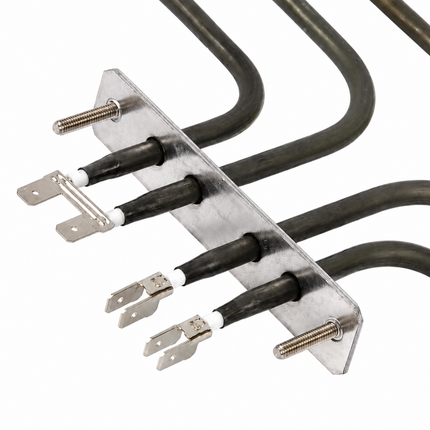 Metal heating element with multiple probes on a white background