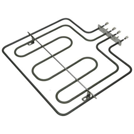 A dark gray or black coil oven heating element assembly with a silver metal terminal bar, shown on a plain white background.