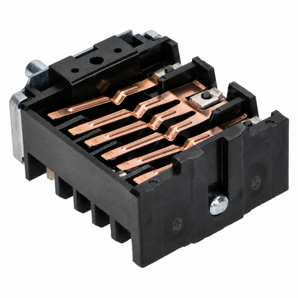 Rear view of oven selector switch with copper contacts and black plastic housing