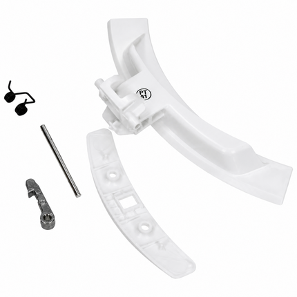 White motorcycle foot peg set with tools on a white background