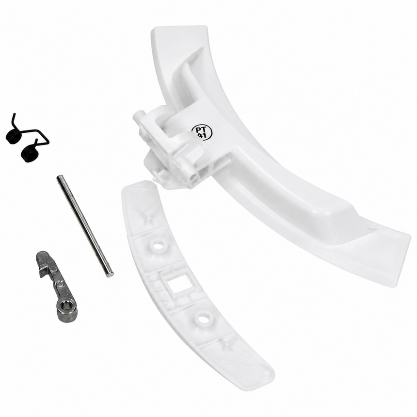 White motorcycle foot peg set with tools on a white background