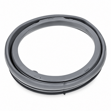 A dark gray circular rubber gasket or seal, shown on a clean white background.