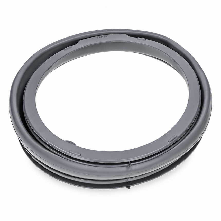 A dark gray circular rubber gasket or seal, shown on a clean white background.