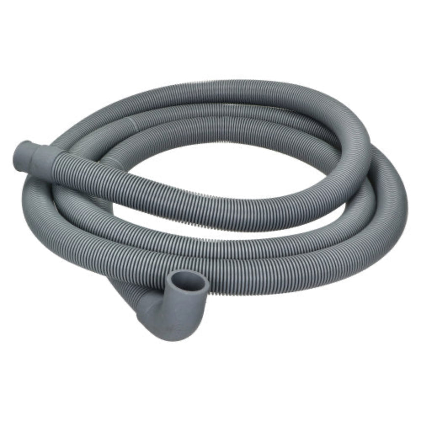 A coiled gray flexible corrugated hose with two pipe connectors, shown on a plain white background.