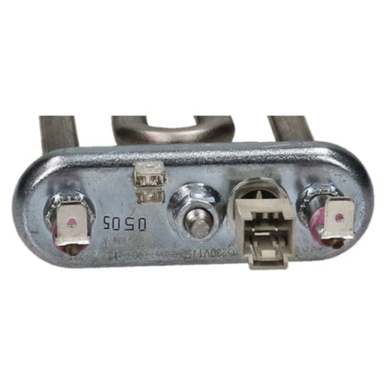 A close-up of a metallic automotive or appliance component with two terminal blocks, a central screw, and a small connector, shown on a plain white background.