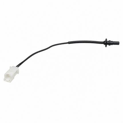 A black automotive sensor wire with a white plastic connector on one end and a black metal probe on the other, shown against a plain white background.